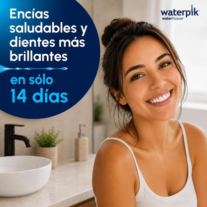 Waterpik Irrigador Bucal Cordless Pulse WF-20 con Limpiador de Lengua. | Recargable y Portátil. Encías Saludables y Dientes más en 14 Días, Elimina el 99% de la Placa Dental en 3 Seg.