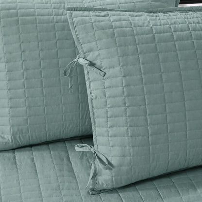 Comfort Spaces Kienna Soft Microfiber Solid Blush Stitched Pattern 5 Piece Quilt Daybed Bedding Sets 75"X39" Inches Seafoam
