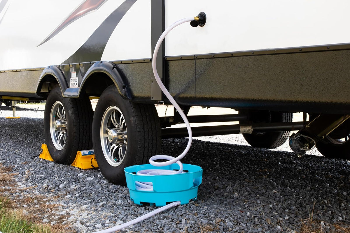 Camco 20167 - Manguera de agua para RV y cesta de cable eléctrico, color azul, proporciona organización y almacenamiento para tus mangueras de agua y cables eléctricos, soporta hasta 70 pies de