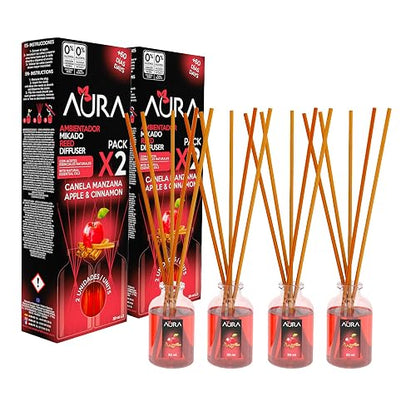 Aura Ambientador Mikado Canela y Manzana 2 Pack 30 ml