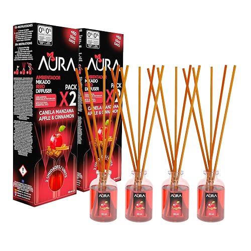 Aura Ambientador Mikado Canela y Manzana 2 Pack 30 ml