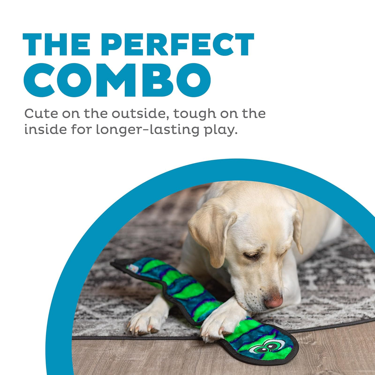Outward Hound Kyjen 32067 Invincibles Plush Snake Stuffingless Durable Dog Toys Squeaker Toy 3-Squeakers, Small, Assorted Colors