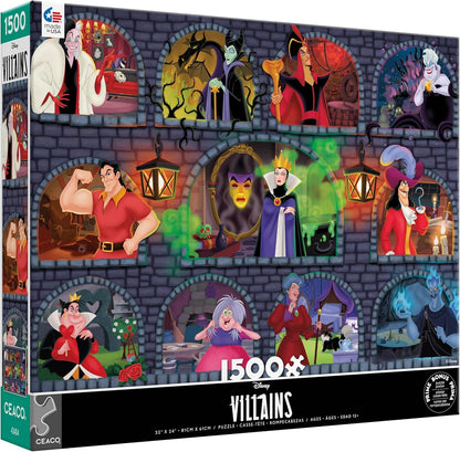 Ceaco Rompecabezas Coleccionable Disney, Brilla en la Oscuridad, 100 Piezas - Villains Underground