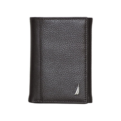 Nautica Classic J-Class Leather Bifold Wallet - Nautica Classic J-class portafolios de piel triple - Clase J - café