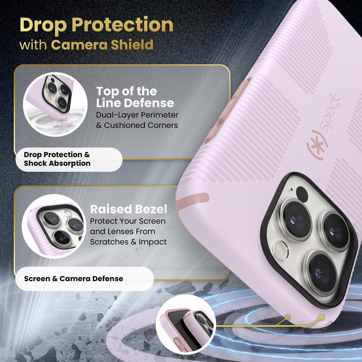 Speck - Funda para iPhone 15 Pro, construida para MagSafe, Agarre de protección contra caídas, Resistente a los arañazos, Tacto Suave, Funda de teléfono de 6.1 Pulgadas, Agarre CandyShell Suave