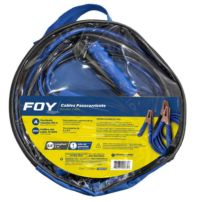 Foy 140975 Juego de Cables para Pasar Corriente Calibre 10, 2m