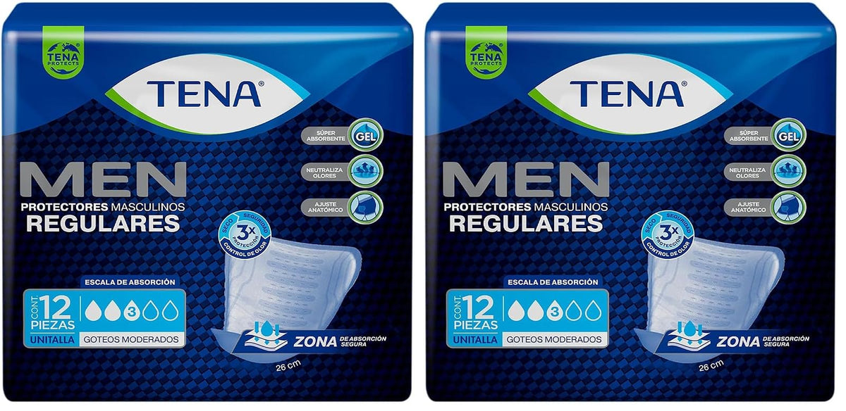 Tena Pants Tena For Men; Protector Masculino Para Incontinencia Urinaria; Unitalla; Tena; 12 Piezas, color, 12 count, pack of/paquete de (Paquete de 2)