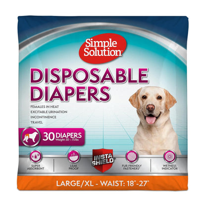 Simple Solution Pañales Desechables para Perro Hembra - Grande - Extra Grande - 30 unidades