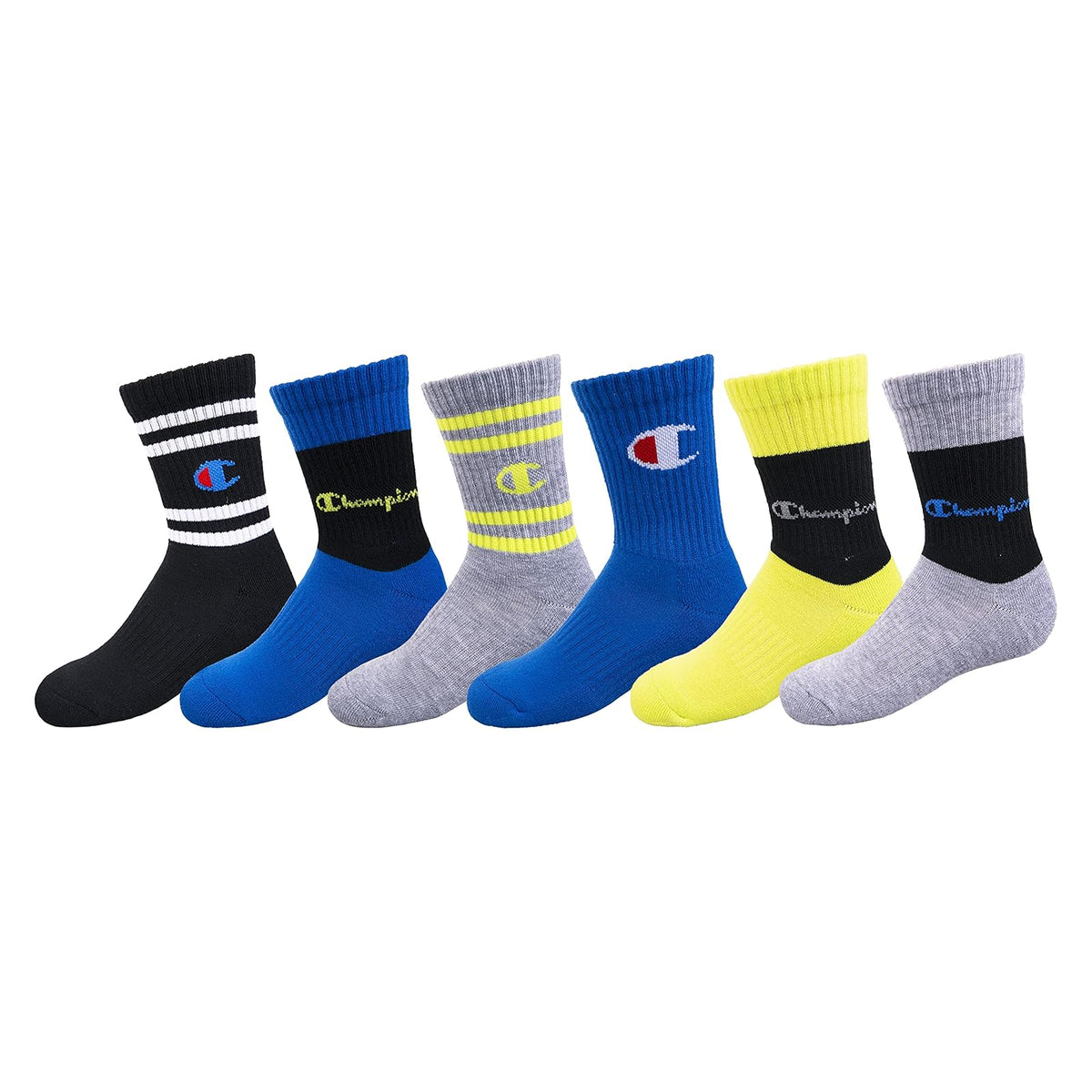 Champion Champion Paquete de 6 calcetines deportivos para niños disponibles en varios colores y tamaños Calcetines Unisex niño