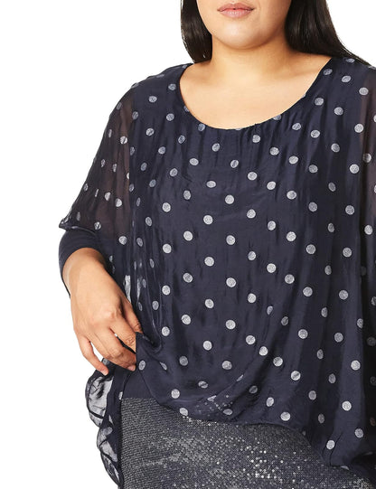 M Made in Italy Women's Missy Crewneck Polka Dots Top Camisa Mujer