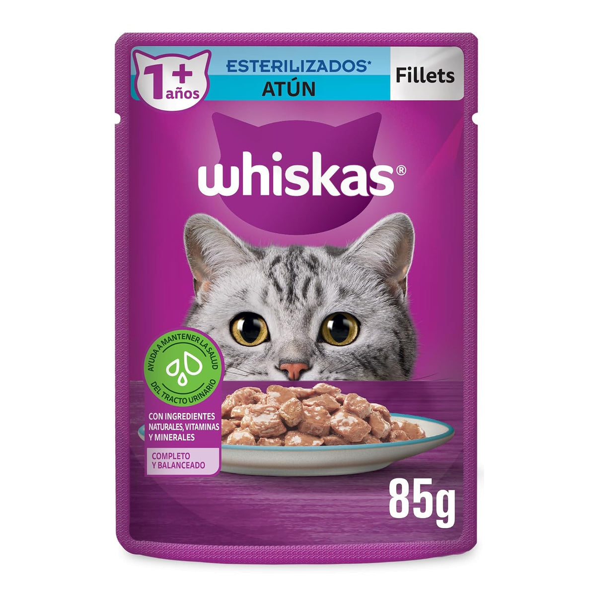 Whiskas Sobres para Gatos Adultos Esterilizados Sabor Atún 24 Piezas de 85gr