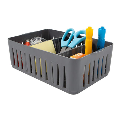 Simplify - Contenedor apilable de 3 Compartimentos con divisores Ajustables, Organizador de cajones, Cesta de Almacenamiento, Buena para Oficina, Suministros de computadora, recámara, baño,