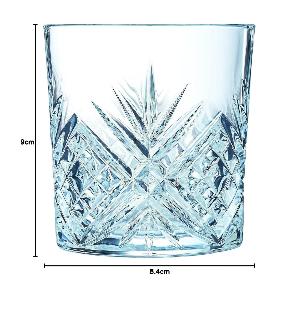 Luminarc Eugene - Juego de 6 Vasos de Vidrio de 300 ml Estilo Cristal Cortado, Ideales para Whisky y otras Bebidas