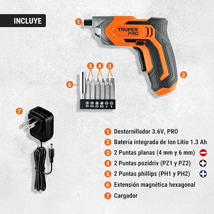 Truper DESI-36, Destornillador inalámbrico 3.6 V