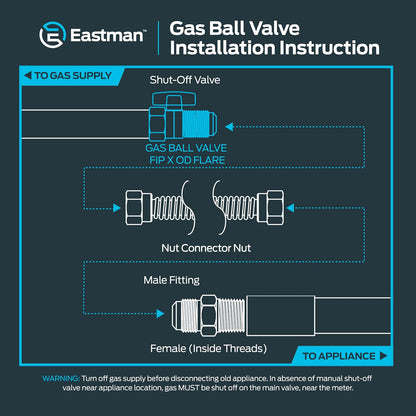Eastman 60032, válvula de bola de gas de ángulo de latón, 1/2 pulgada FIP x 3/8 pulgadas, tubo OD de 1/2 pulgada