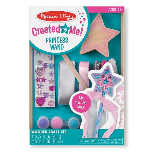 Melissa & Doug Kit Decora-tu-Propia Varita de Princesa, Juguete de Madera, Artes y Manualidades, Espejo Irrompible