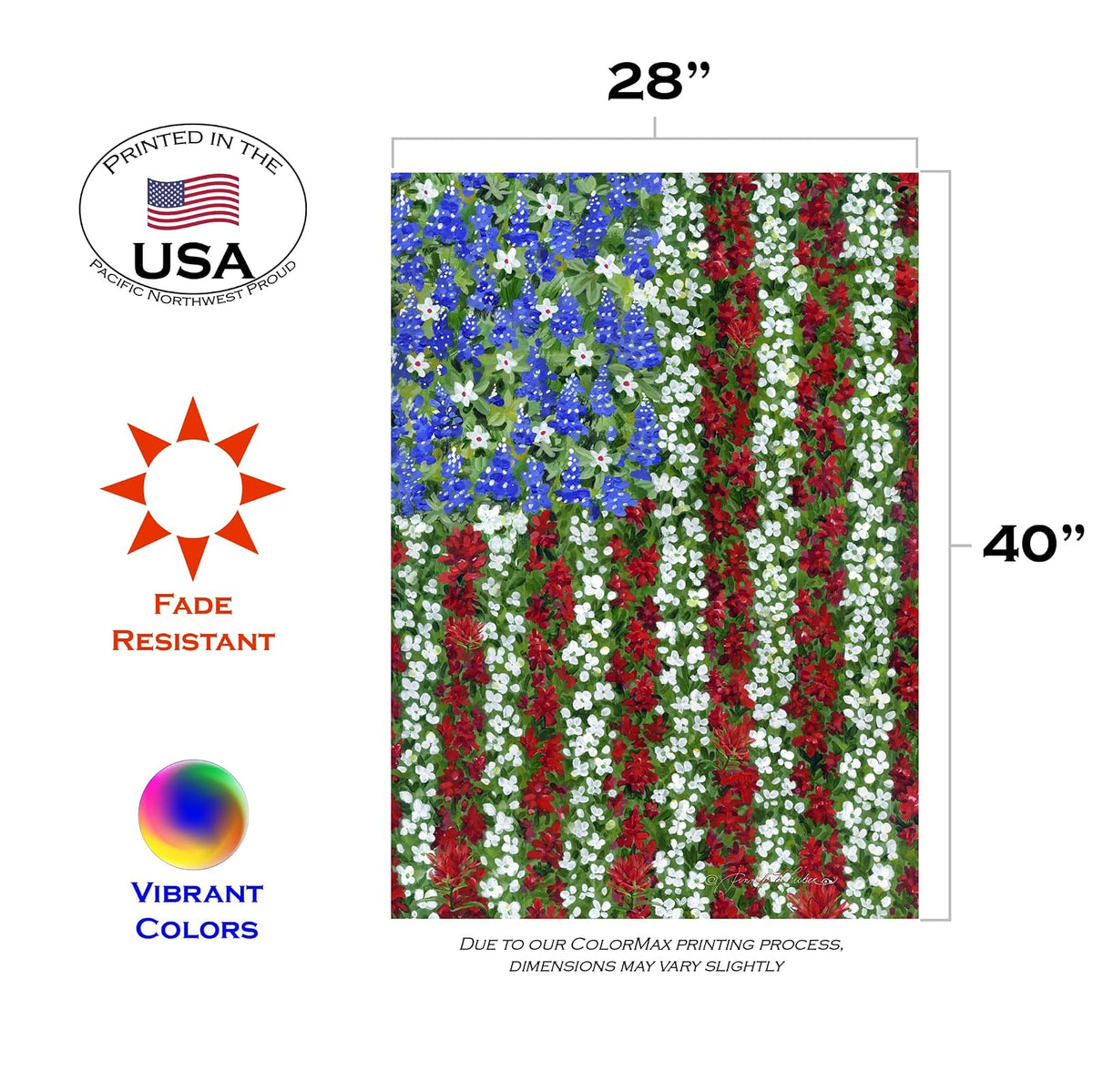 Toland Home Garden 109592 Bandera patriótica de Campo de Gloria, 28 x 40 Pulgadas, Doble Cara para decoración de jardín de Flores al Aire última intervensión