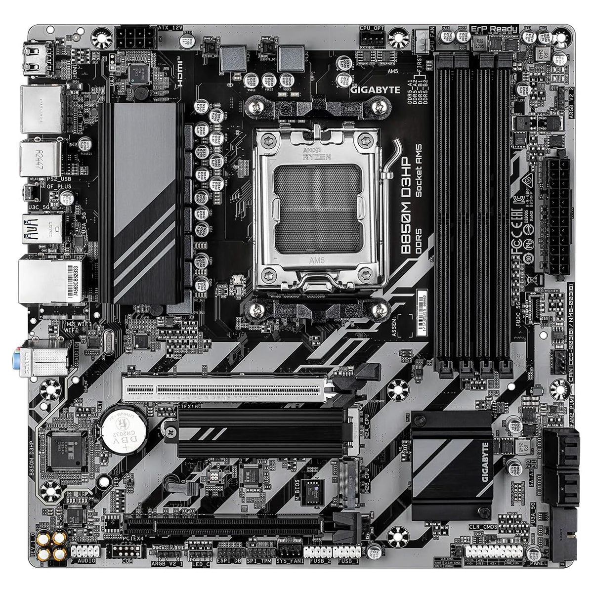 GIGABYTE Tarjeta Madre B850M D3HP AM5 4X DDR5 2X M.2 PCIe 5.0 USB-C Micro ATX