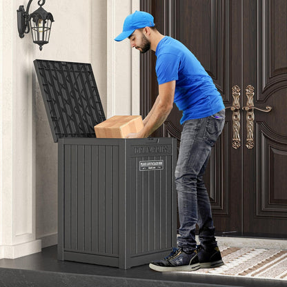 LHBGO - Caja de entrega para exteriores, almacenamiento de 48 galones con cierre seguro, gran contenedor de resina para exteriores