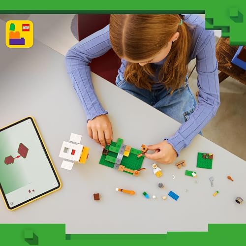 LEGO Minecraft La Granja de Gallinas – Juguete de Construcción para Niñas y Niños Mayores de 7 Años – Set Minecraft con Figuras de Animales y Gallinero – Idea de Regalo – 21585