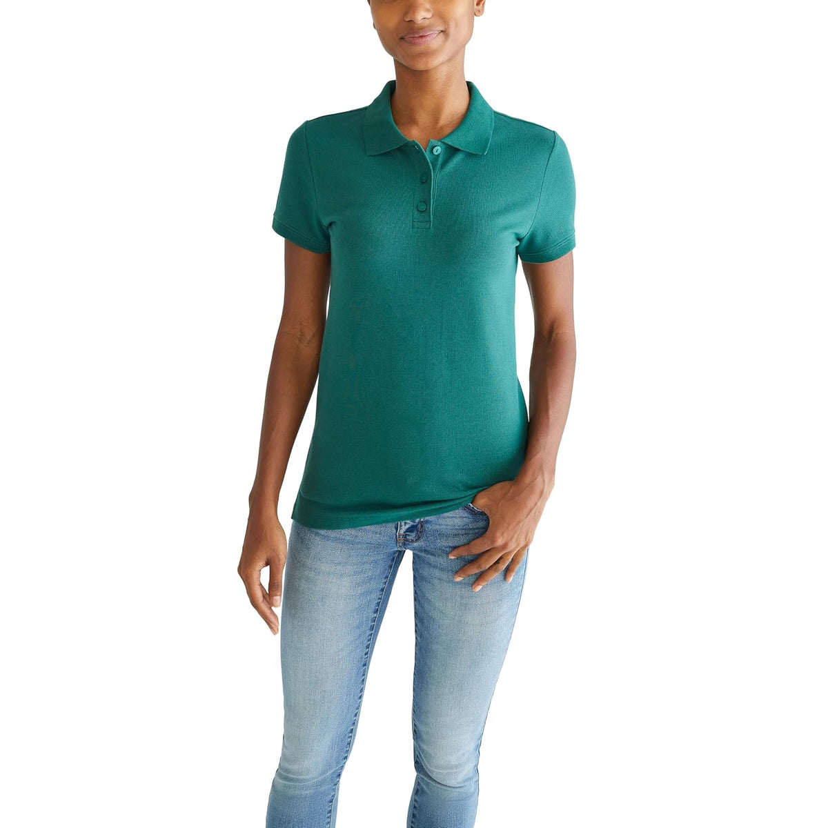 Aeropostale Polo Uniforme Manga Corta Mujer - G - Verde (Crocodile Green)