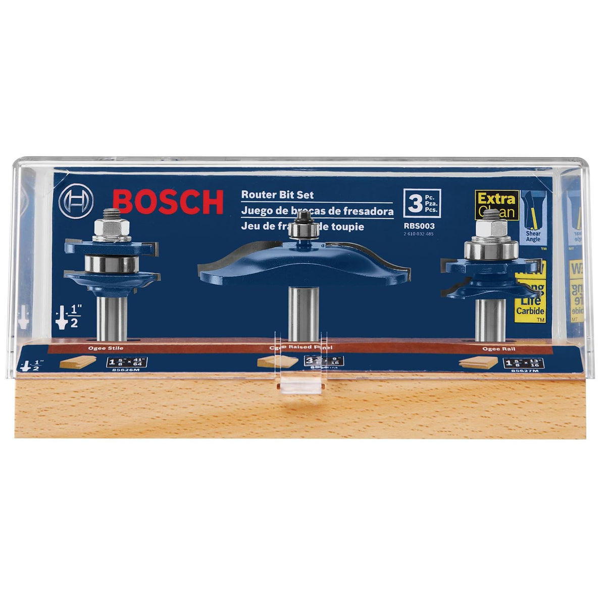 BOSCH RBS003 Juego de 3 piezas Ogee Puerta/Armarios de 1/2 pulgadas