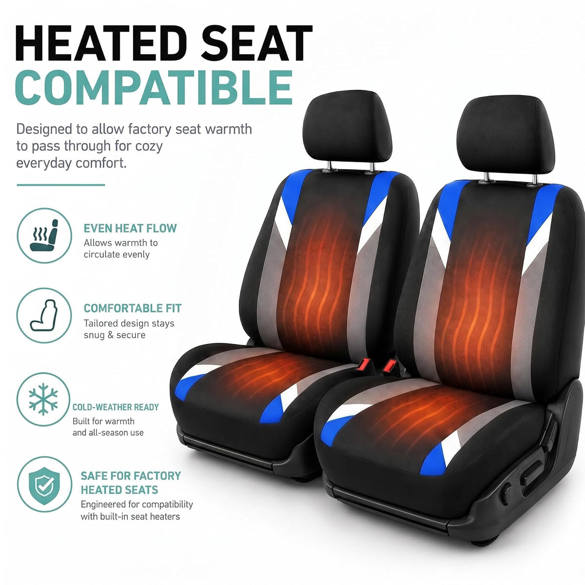 FH GROUP FB033BLUE102 Bucket Seat Cover (Modernistic Airbag Compatible (Set of 2) Blue)
