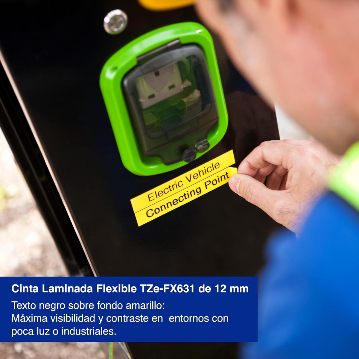 BROTHER Cinta Laminada Flexible TZe-FX631 | Negro sobre Amarillo, para Cables | Compatible con Rotuladores P-Touch | 12 mm x 8 m