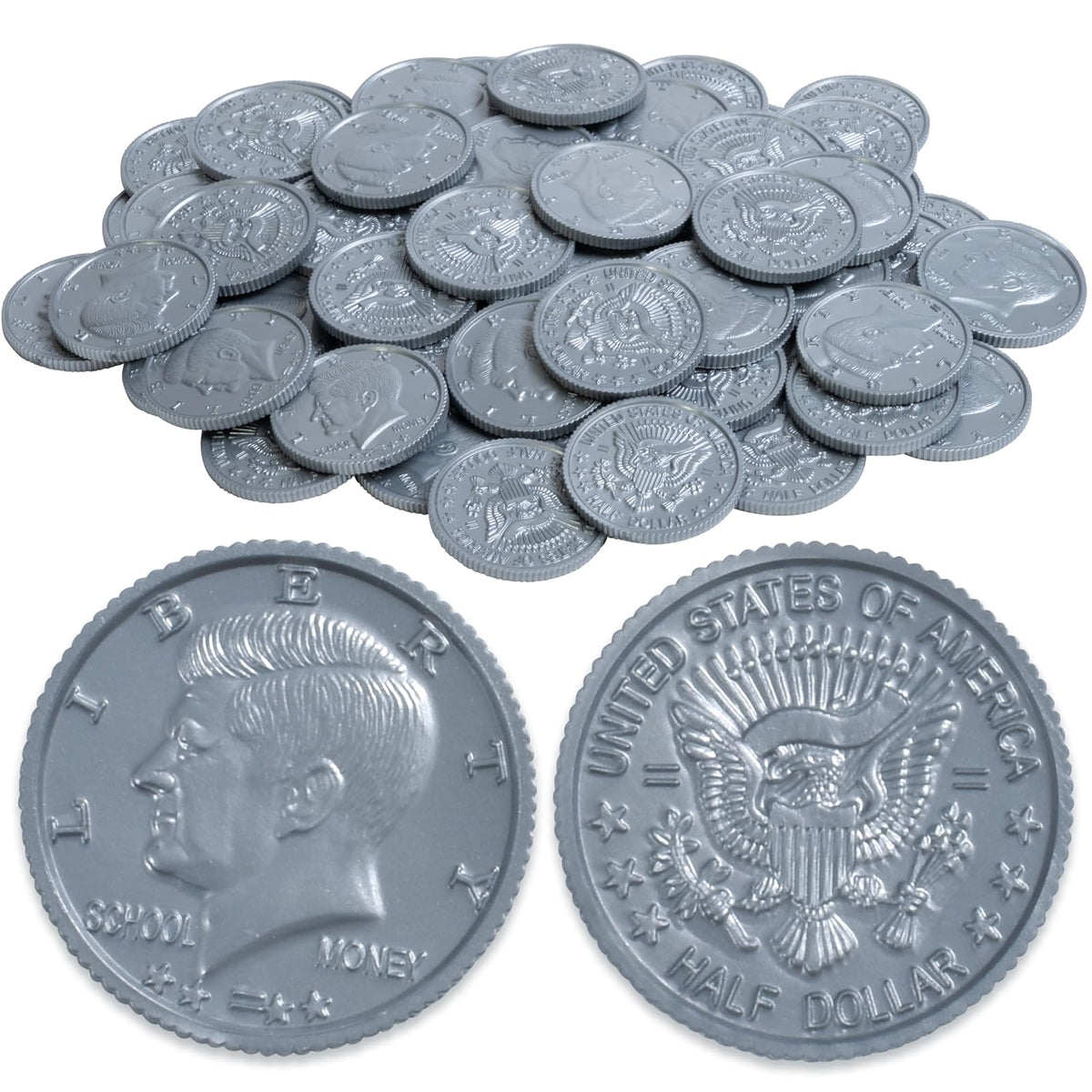 Learning Advantage 7521 Play Pennies, Set of 100, Grade: kindergarten | Diseñado y dimensionado como moneda real de EE. UU., Enseña matemáticas con este recurso de juego de simulación - Medio dólar