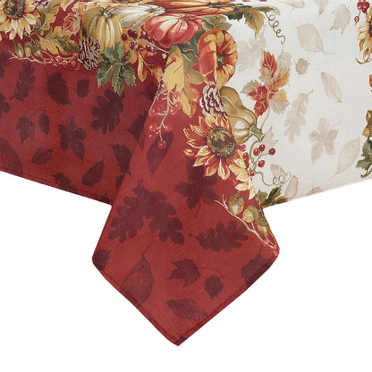 Elrene Home Fashions Mantel de otoño con Borde de Hojas balanceadas, Temporada y festividades, 60 x 144 Pulgadas, Rectangular/Multicolor
