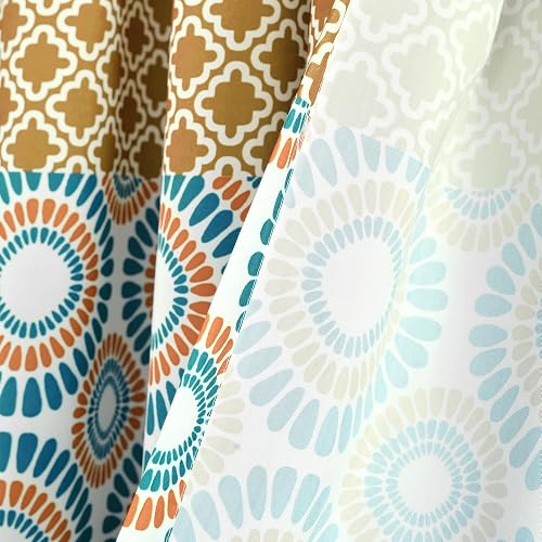 Lush Decor Par de Cortinas de Ventana de Rayas Bohemias Coloridas con diseño Atrevido, 52 Pulgadas de Ancho x 84 Pulgadas de Largo, Turquesa y Naranja
