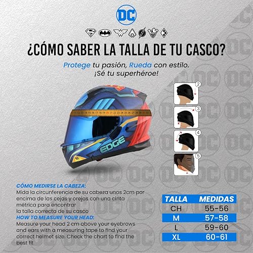 Casco Modular - DC - Visor Anti Baho Motocicleta Marca Edge - Visor Doble ANTIVAHO Certificado Dot Moto - Cascos Motocross Pegatina Pegatinas Protector Mujer Hombre