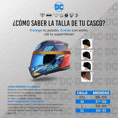 Casco Modular - DC - Visor Anti Baho Motocicleta Marca Edge - Visor Doble ANTIVAHO Certificado Dot Moto - Cascos Motocross Pegatina Pegatinas Protector Mujer Hombre