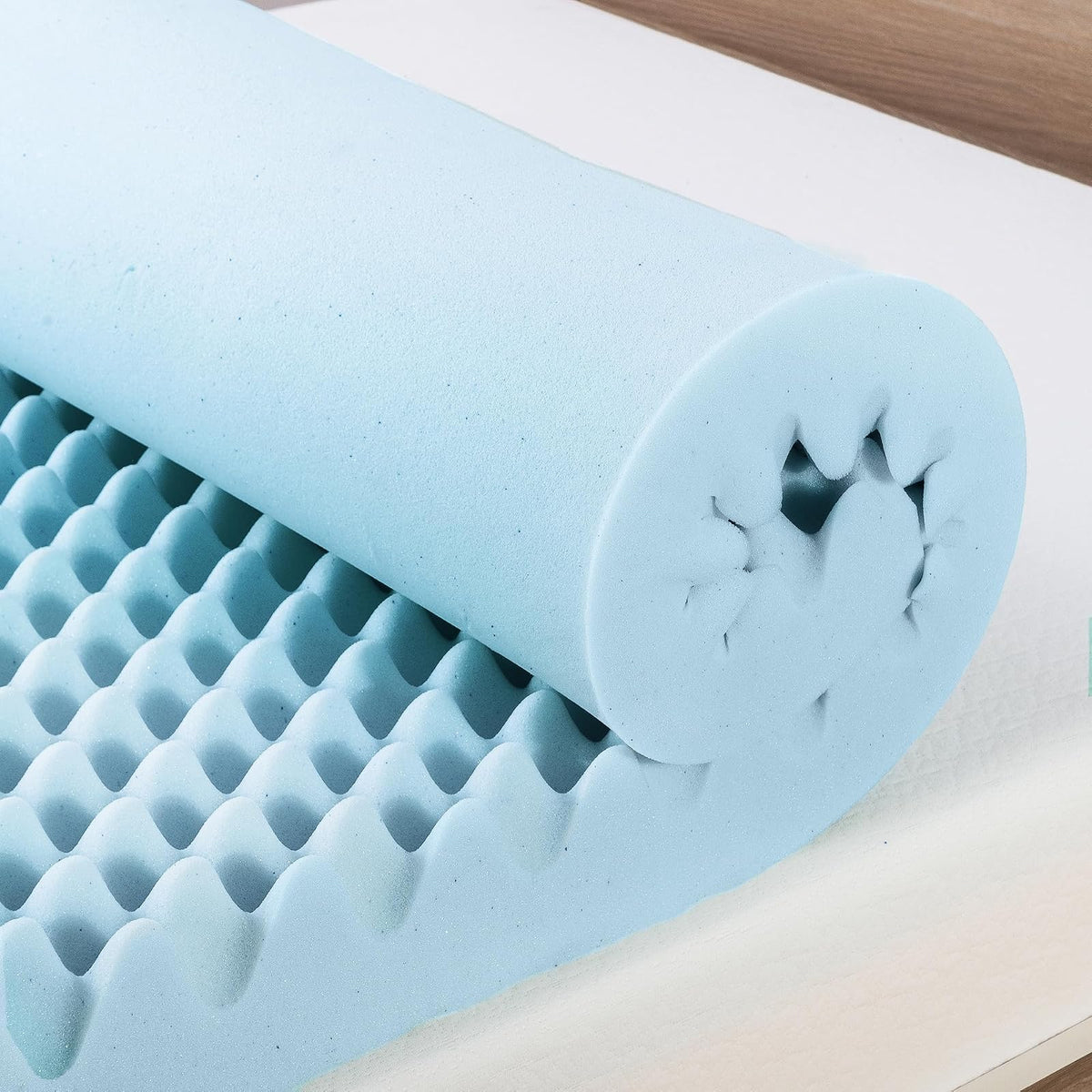 Best Price Mattress - Colchón de Espuma viscoelástica de 4 Pulgadas con infusión de Gel refrescante, Certificado CertiPUR-US, Esencial para recámara, Queen, Azul Claro
