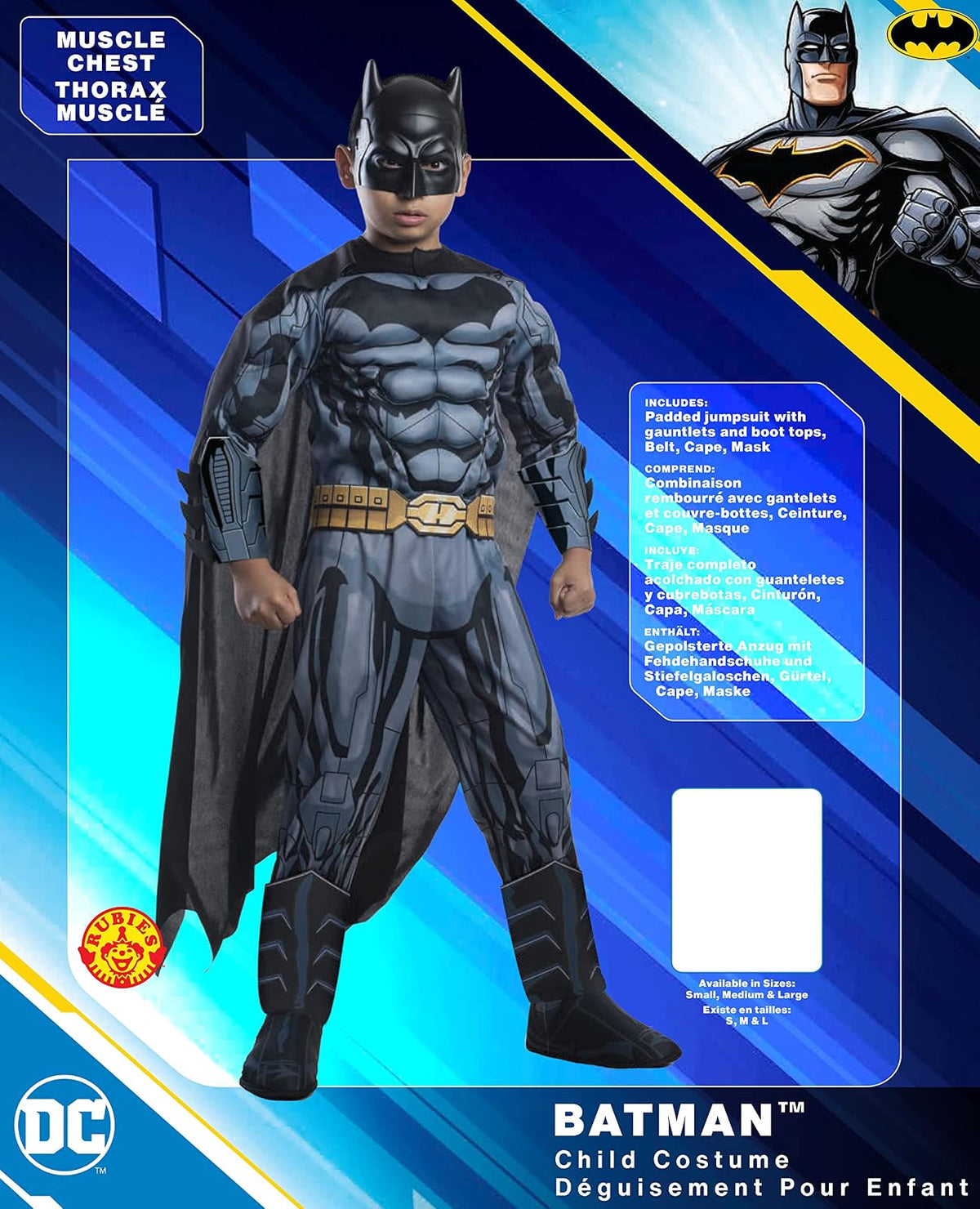 Rubie's Disfraz de superhéroes DC de Batman para niños, talla M