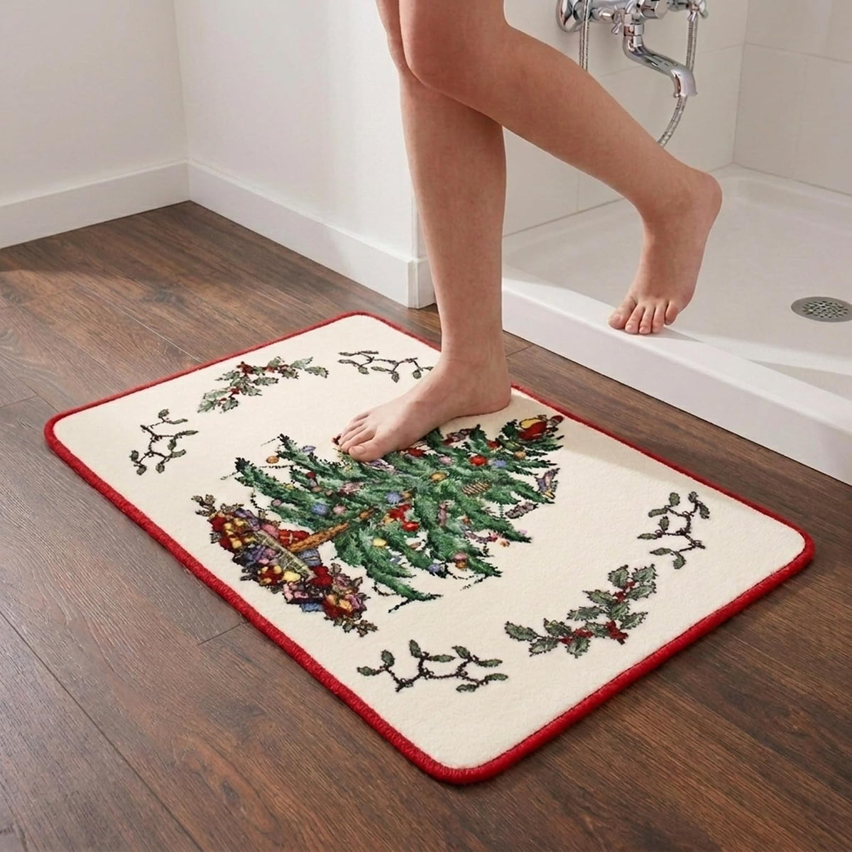 Avanti Linens Spode - Alfombra de baño, Alfombra de baño de algodón, decoración de baño de día Festivo, colección de árbol de Navidad, 20 x 30 Pulgadas - 2'6" x 1'8" (Rectangular) - Rojo