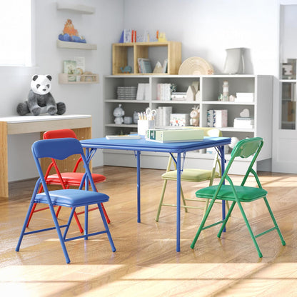 Flash Furniture Set de Mesa Infantil Plegable y 4 Sillas Infantiles Plegables – Conjunto de Mesa con Sillas Multicolor