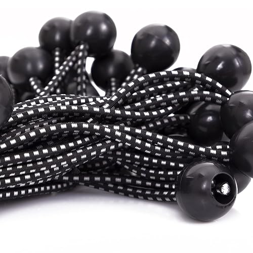 Kotap BB-9B Ball Bungee, 9-Inch, Black, 25-Piece