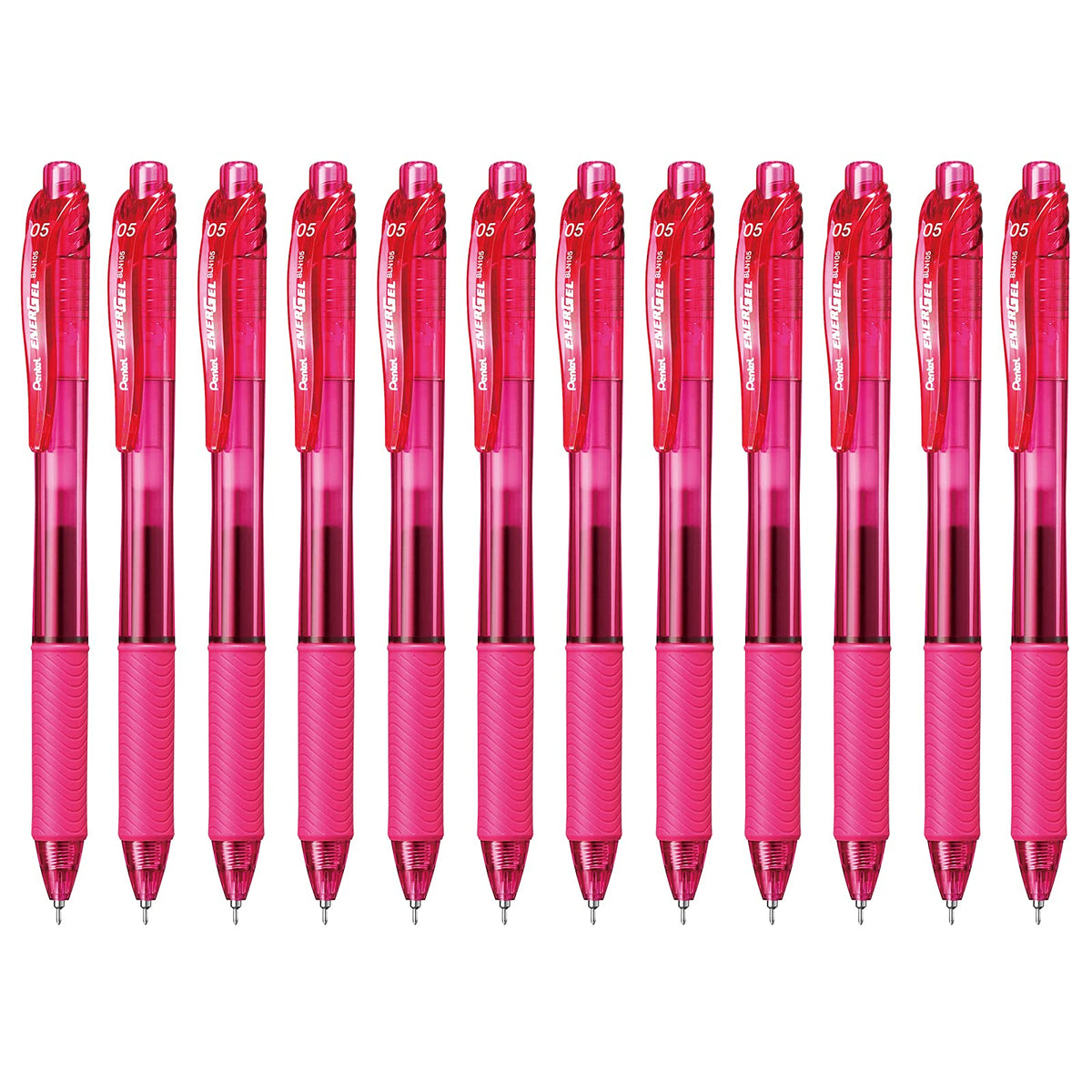Pentel EnerGel-X Bolígrafo Retráctil Tinta Gel 0.5 mm, 12 Piezas - Rosa