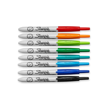 Sharpie Retractable Negro, Azul, Verde, Naranja, Rojo 8pieza(s) - Marcador permanente (Negro, Azul, Verde, Naranja, Rojo, Multicolor, 8 pieza(s))