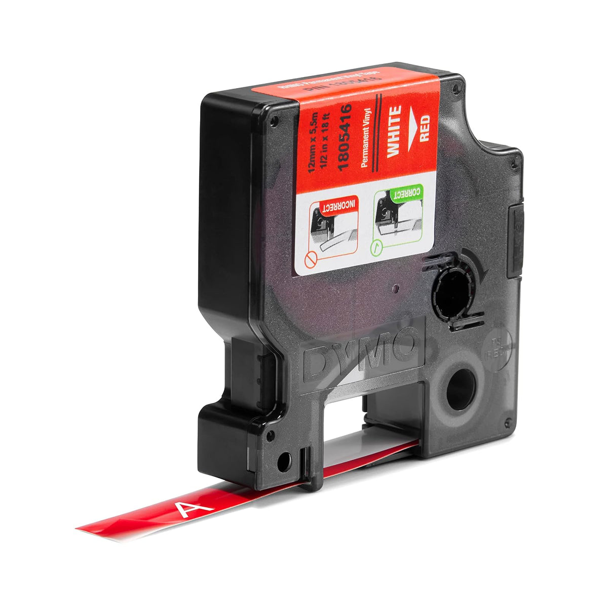 Dymo M1805416 Etiqueta Rhino 1/2" Vinilo 12mm, rojo
