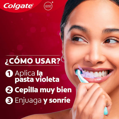 Colgate Pasta Dental Luminous White Color Correct 5 piezas de 100ml | Con Tecnología que involucra Espuma Morada para Neutralizar Tonos Amarillos al Instante