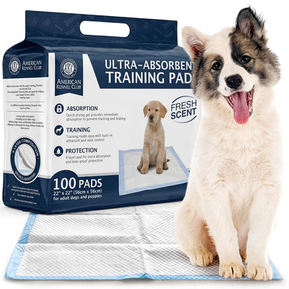 AKC Tapetes Entrenadores para Perro, Aroma Fresco, 22 x 22 Pulgadas - Aroma fresco - 22" x 22" - Pack of 100