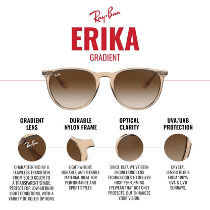Lentes oscuros RB4171 Erika anteojos de sol redondas, RAY-BAN, Mujer, Black/Gold Mirror, 54 mm