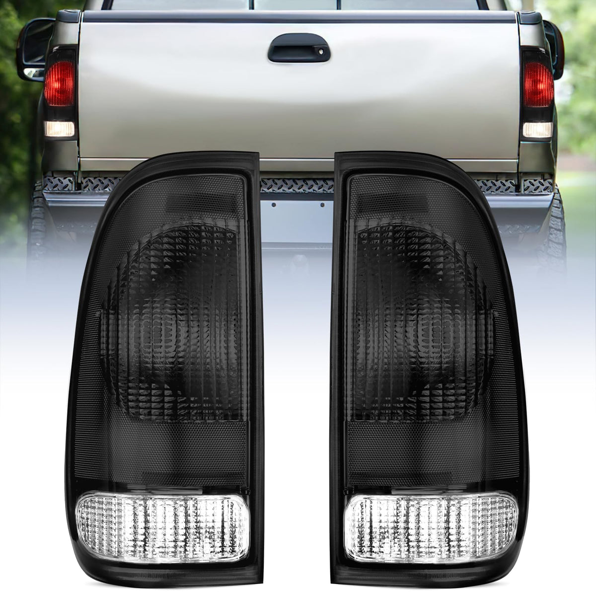 Nilight Luz Trasera para Ford F-150 F-250 F-350 Super Duty 1997-2007 - Par de humo - Par de lado del conductor y del pasajero