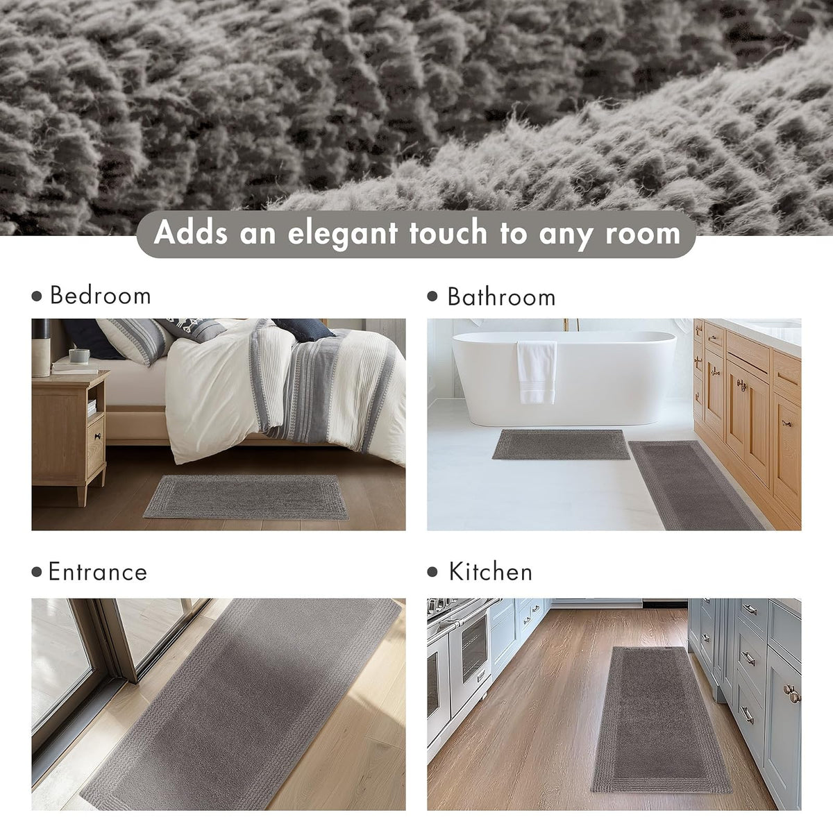 Madison Park Splendor Alfombra de baño reversible 100% algodón, 3000 g/m², lujosa alfombra de baño de felpa de pelo medio, absorbente, de secado rápido, decoración de cuarto de ducha, 24 x 44 pulgadas