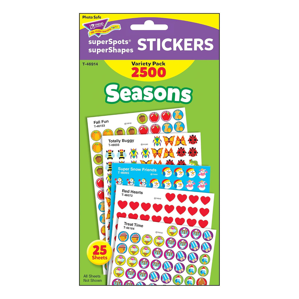 Trend Enterprises Seasons SuperSpots & SuperShapes Pegatinas variedad, paquete de 2500