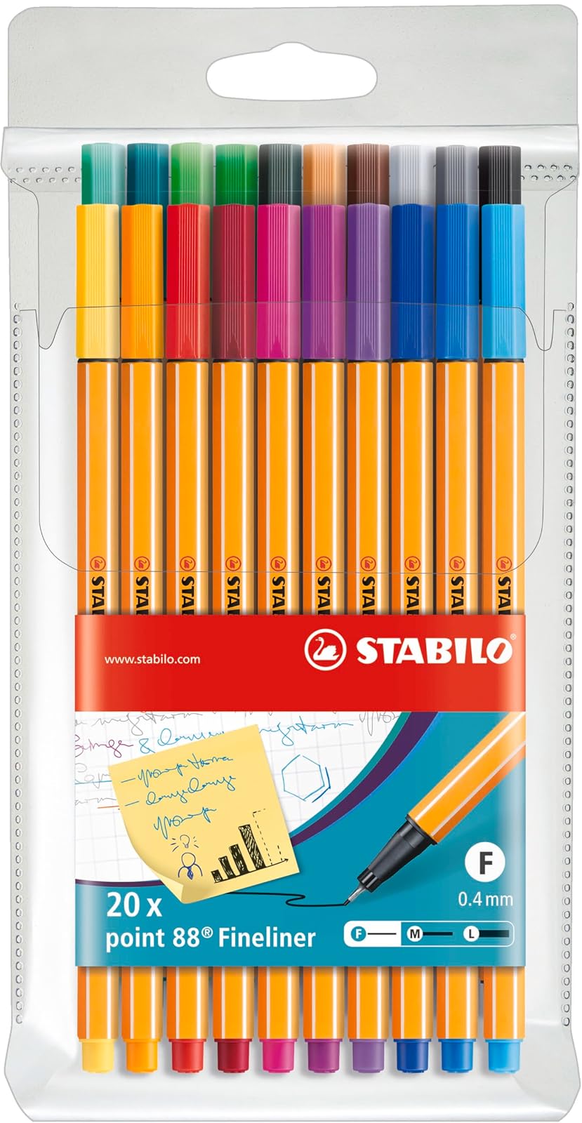 STABILO point 88 con 20 rotuladores en colores surtidos | 20 unidades