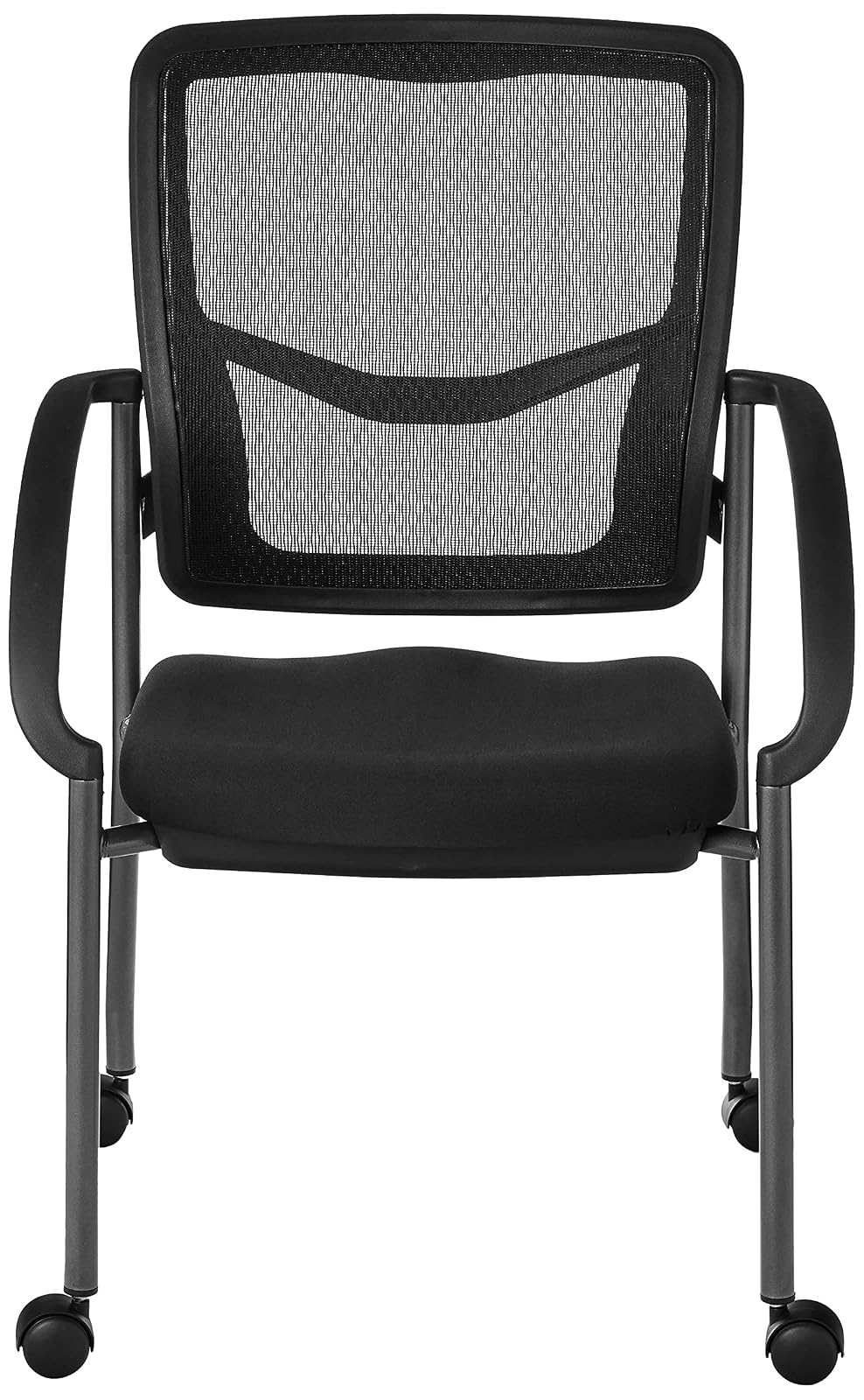 Office Star Progrid - Silla apilable de Lujo para visitantes con Respaldo Transpirable y Asiento de Apoyo Lumbar Acolchado, con Ruedas rodantes, carbón FreeFlex