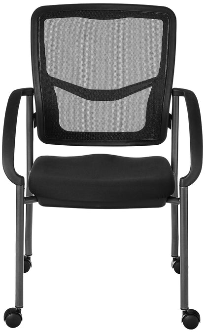 Office Star Progrid - Silla apilable de Lujo para visitantes con Respaldo Transpirable y Asiento de Apoyo Lumbar Acolchado, con Ruedas rodantes, carbón FreeFlex